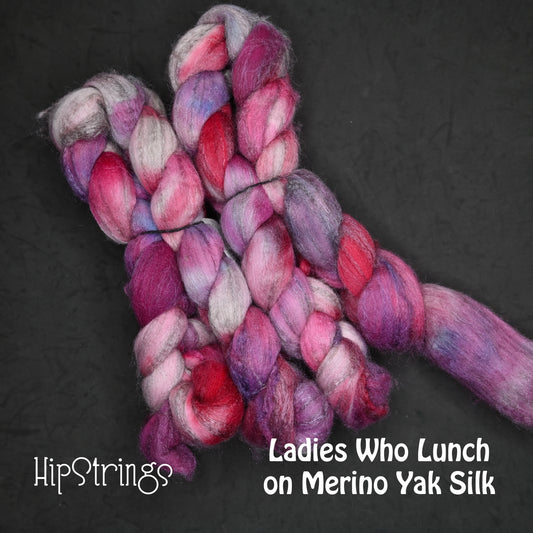 Ladies Who Lunch on Hand Dyed Merino Yak Silk Combed Top - 4 oz
