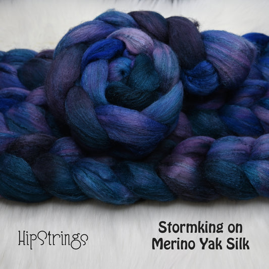 Stormking on Hand Dyed Merino Yak Silk Combed Top - 4 oz