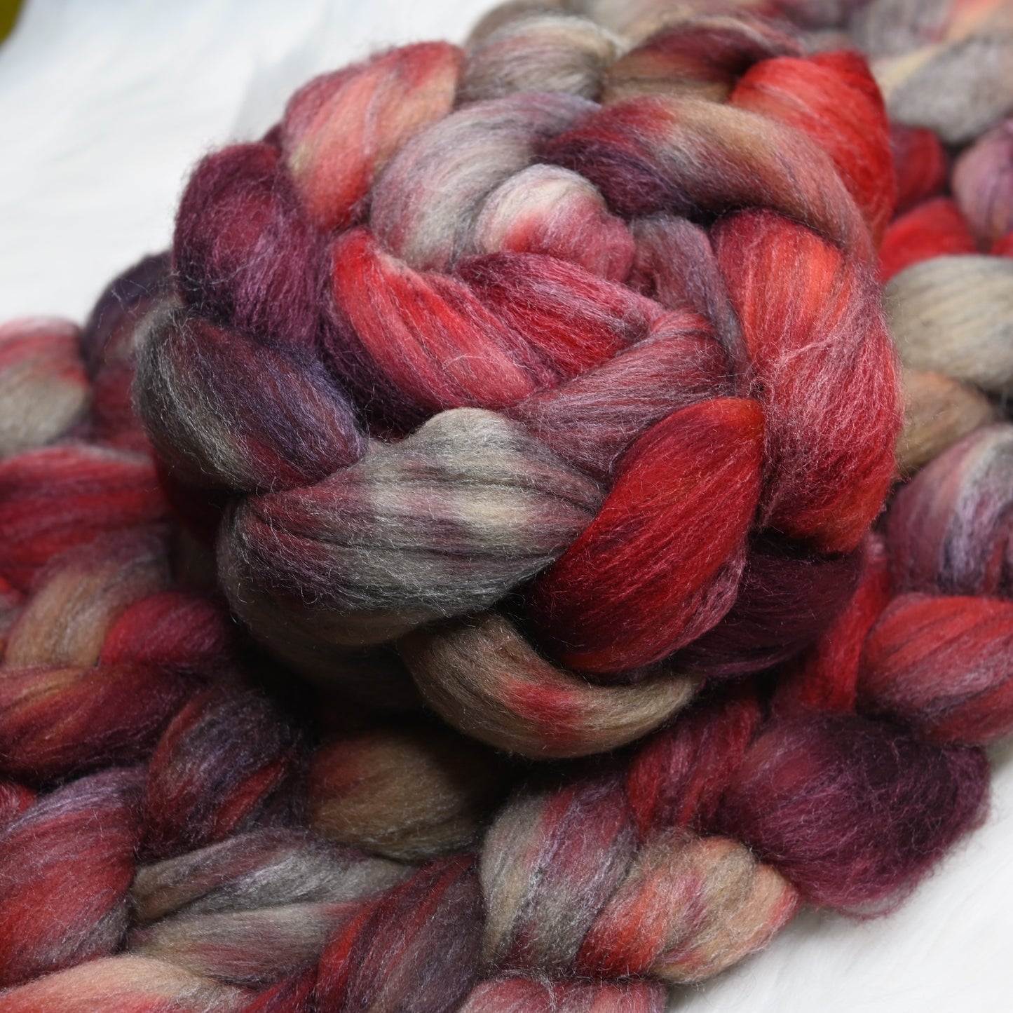 Strawberry Rhubarb on Hand Dyed Merino Yak Silk Combed Top - 4 oz