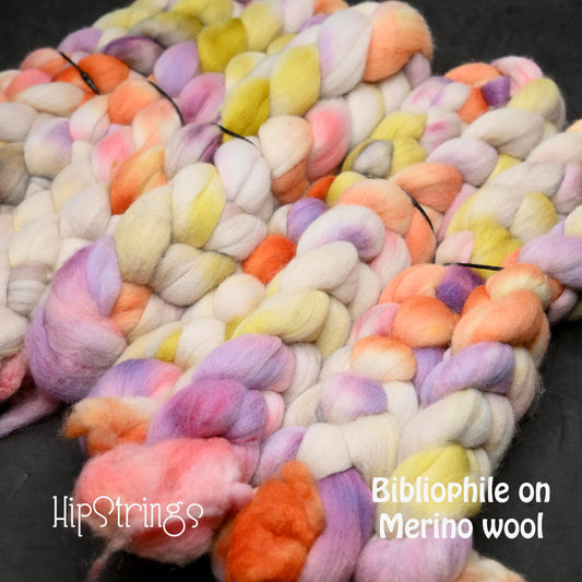 Bibliophile on Hand Dyed Merino Wool Combed Top - 4 oz