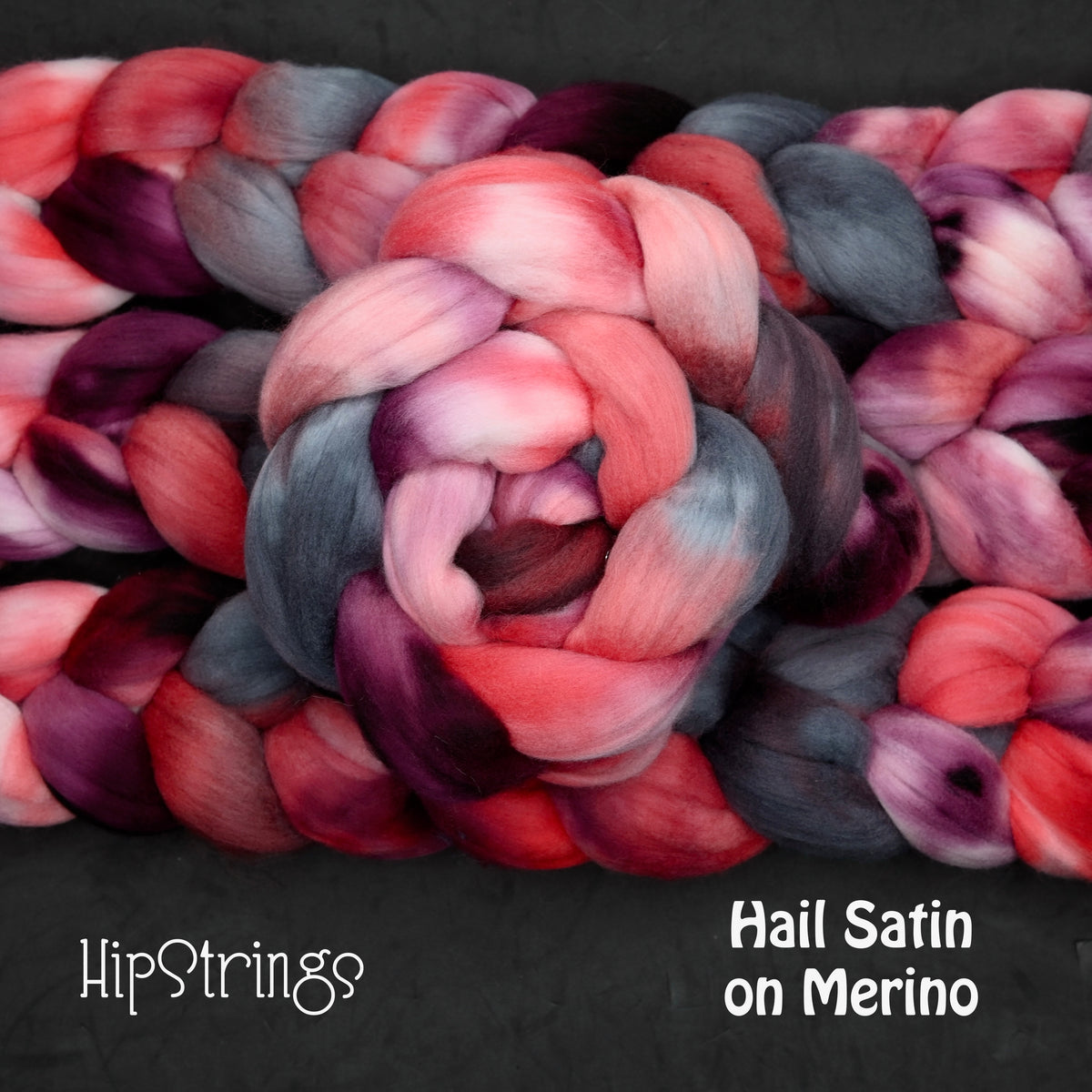 Hail Satin on Hand Dyed 21.5 micron Merino Wool Combed Top - 4 oz
