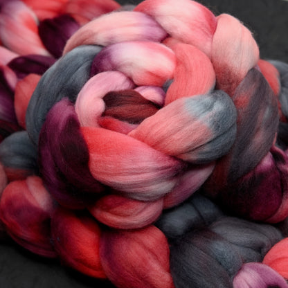 Hail Satin on Hand Dyed 21.5 micron Merino Wool Combed Top - 4 oz