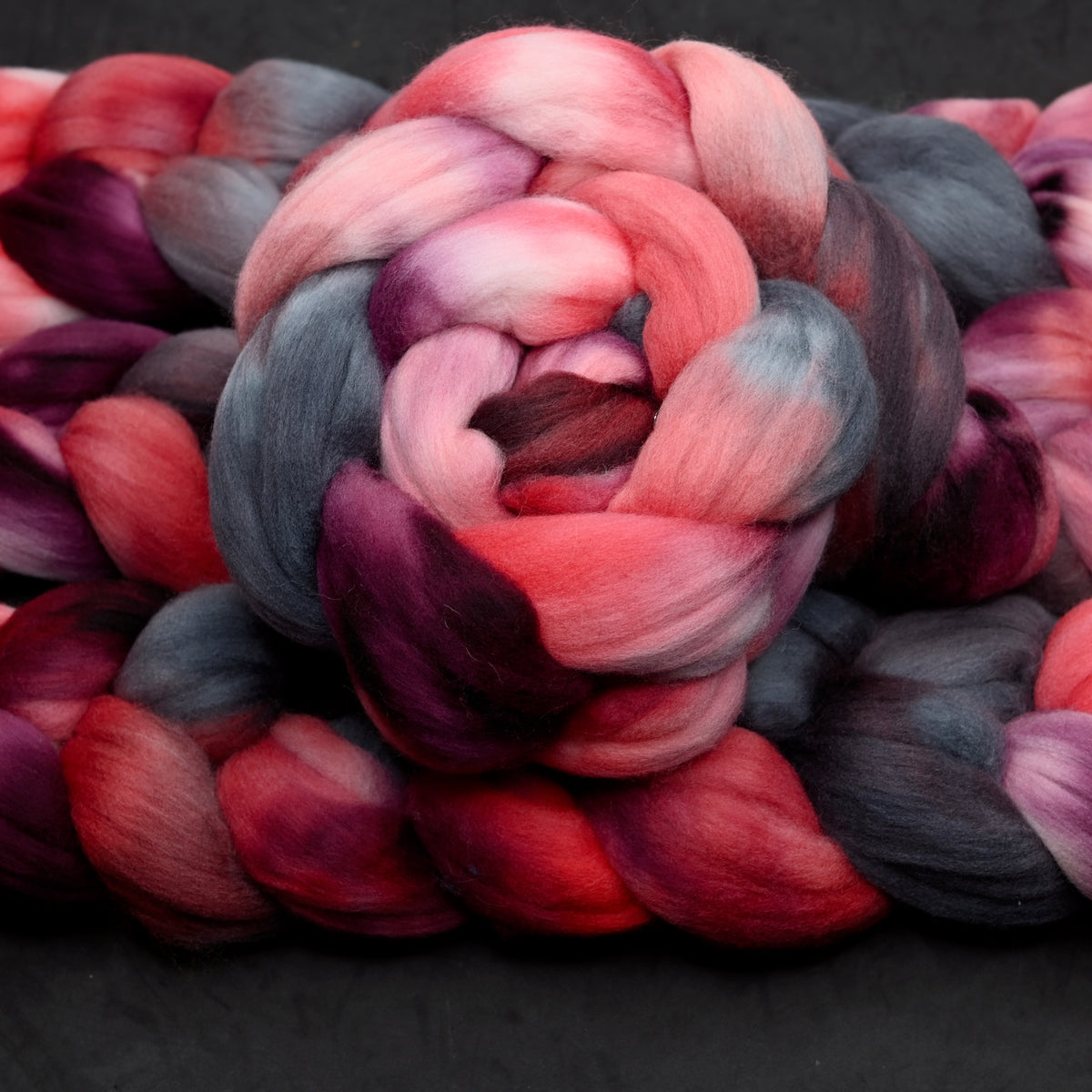 Hail Satin on Hand Dyed 21.5 micron Merino Wool Combed Top - 4 oz