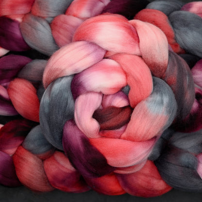 Hail Satin on Hand Dyed 21.5 micron Merino Wool Combed Top - 4 oz