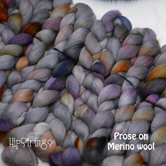 Prose on Hand Dyed 21.5 micron Merino Wool Combed Top - 4 oz