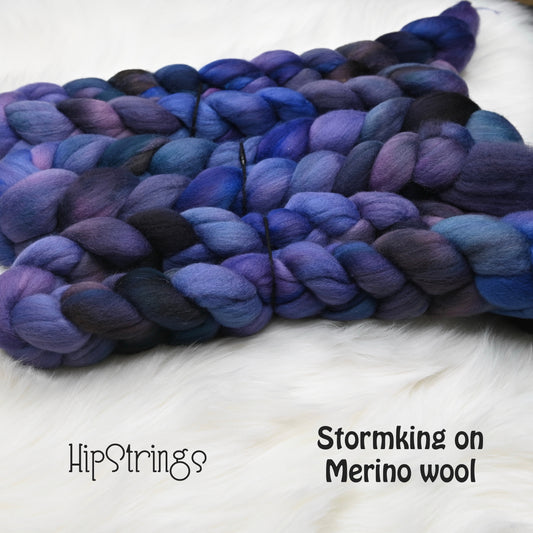Stormking on Hand Dyed 21.5 micron Merino Wool Combed Top - 4 oz