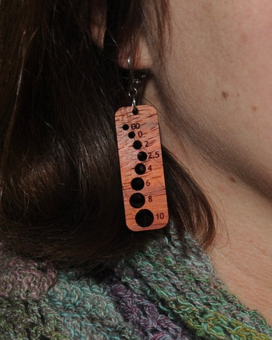 Knitting Needle Gauge Earrings - Assorted Hardwood