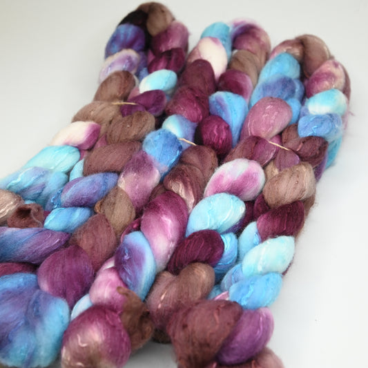 7 8 9 on Hand Dyed Fine Polwarth Wool Silk Combed Top - 4 oz