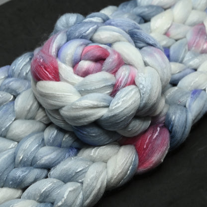 A Cake in Every Window on Hand Dyed Fine Polwarth Silk Combed Top - 4 oz