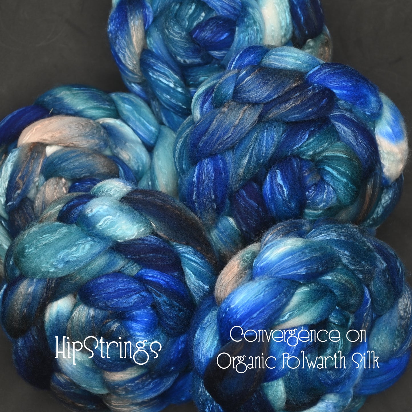Convergence on Hand Dyed Organic Polwarth Silk Combed Top - 4 oz