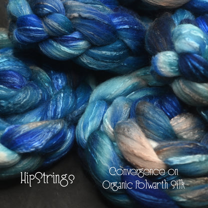 Convergence on Hand Dyed Organic Polwarth Silk Combed Top - 4 oz