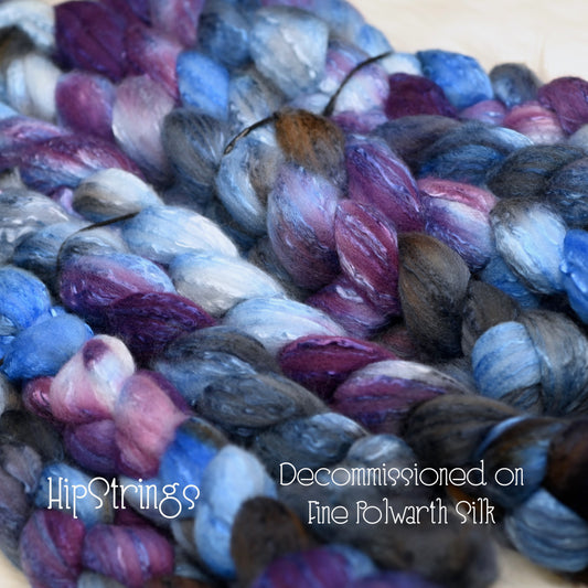 Decommissioned on Hand Dyed Fine Polwarth Silk Combed Top - 4 oz