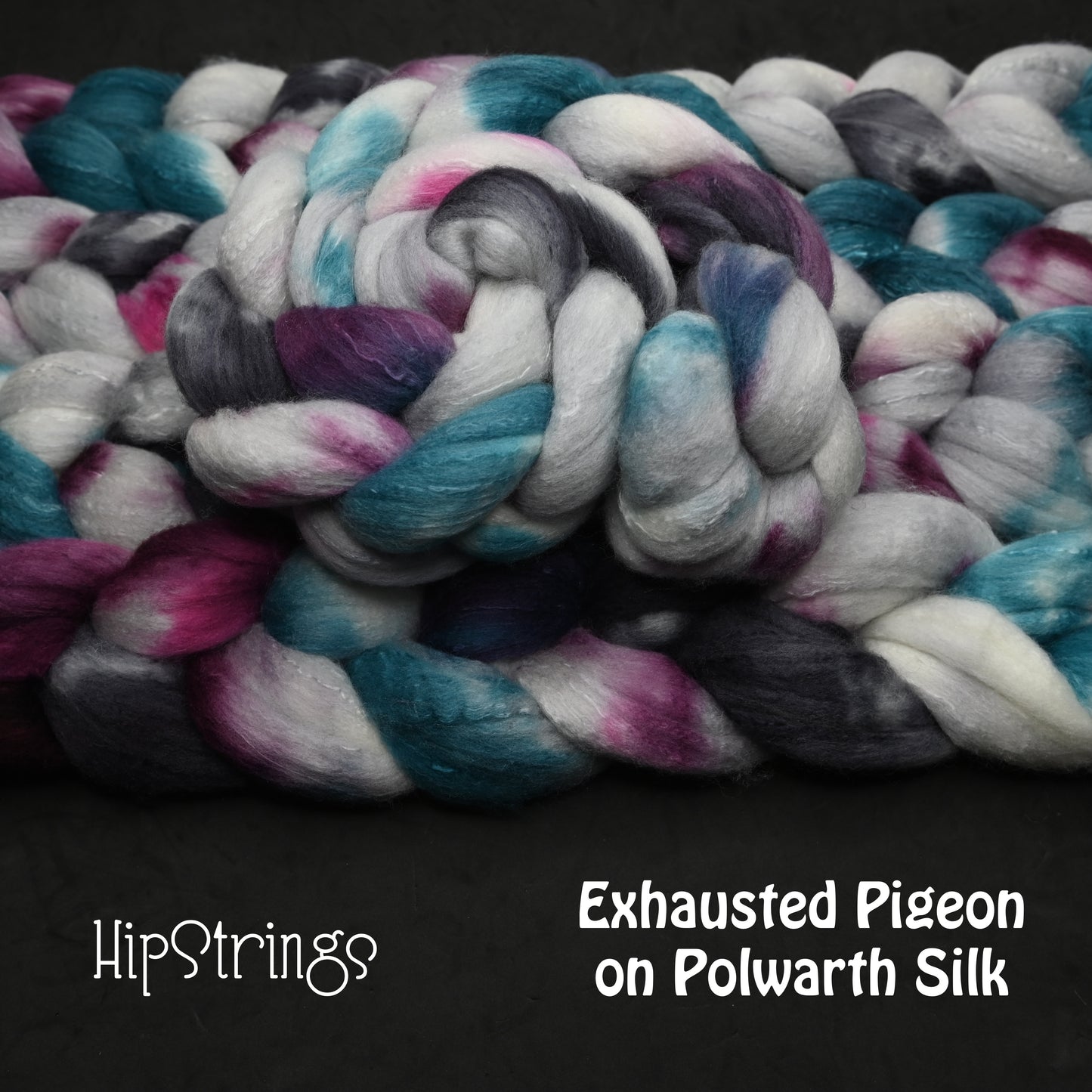 Exhausted Pigeon on Hand Dyed Fine Polwarth Wool Silk Combed Top - 4 oz
