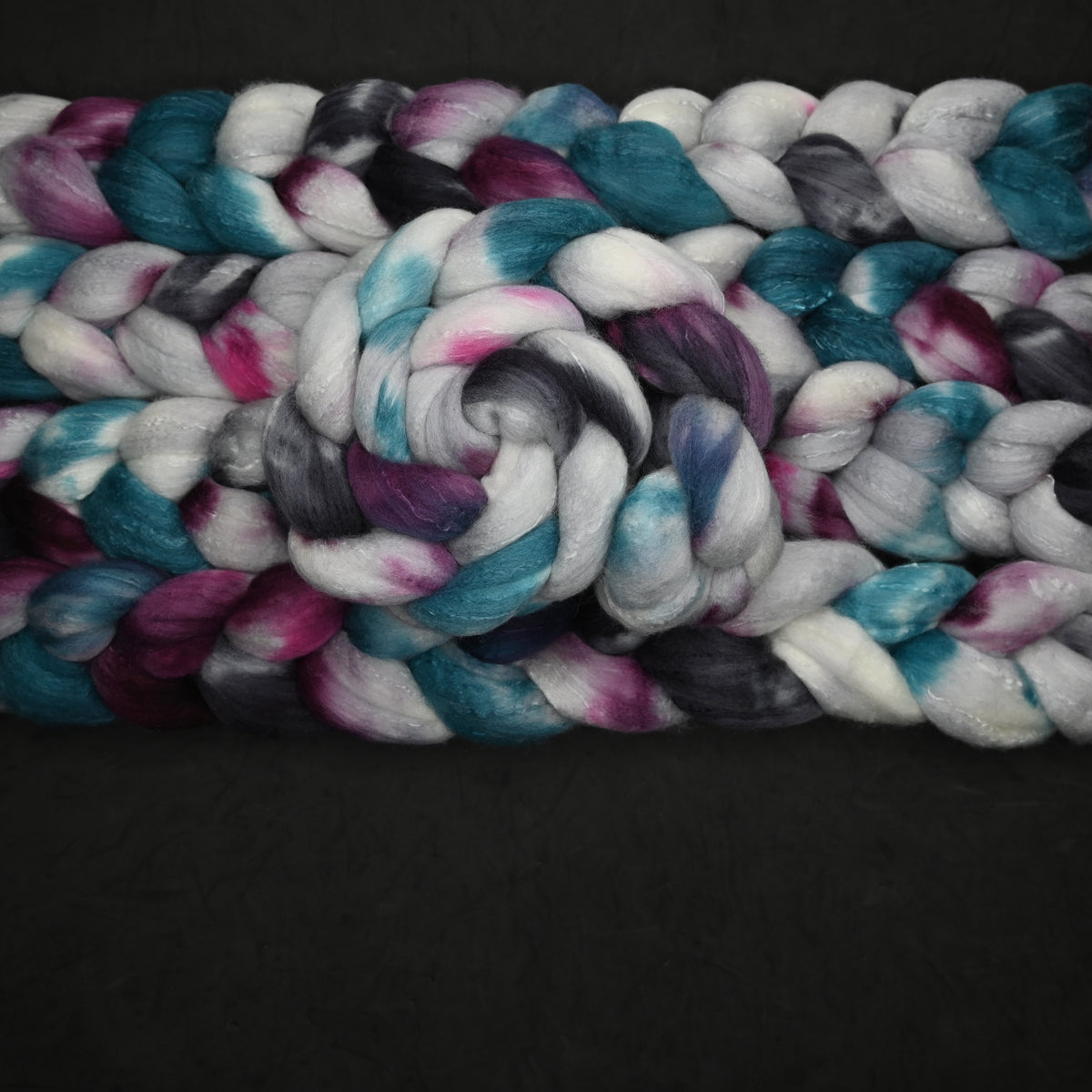 Exhausted Pigeon on Hand Dyed Fine Polwarth Wool Silk Combed Top - 4 oz