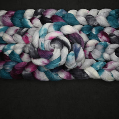 Exhausted Pigeon on Hand Dyed Fine Polwarth Wool Silk Combed Top - 4 oz