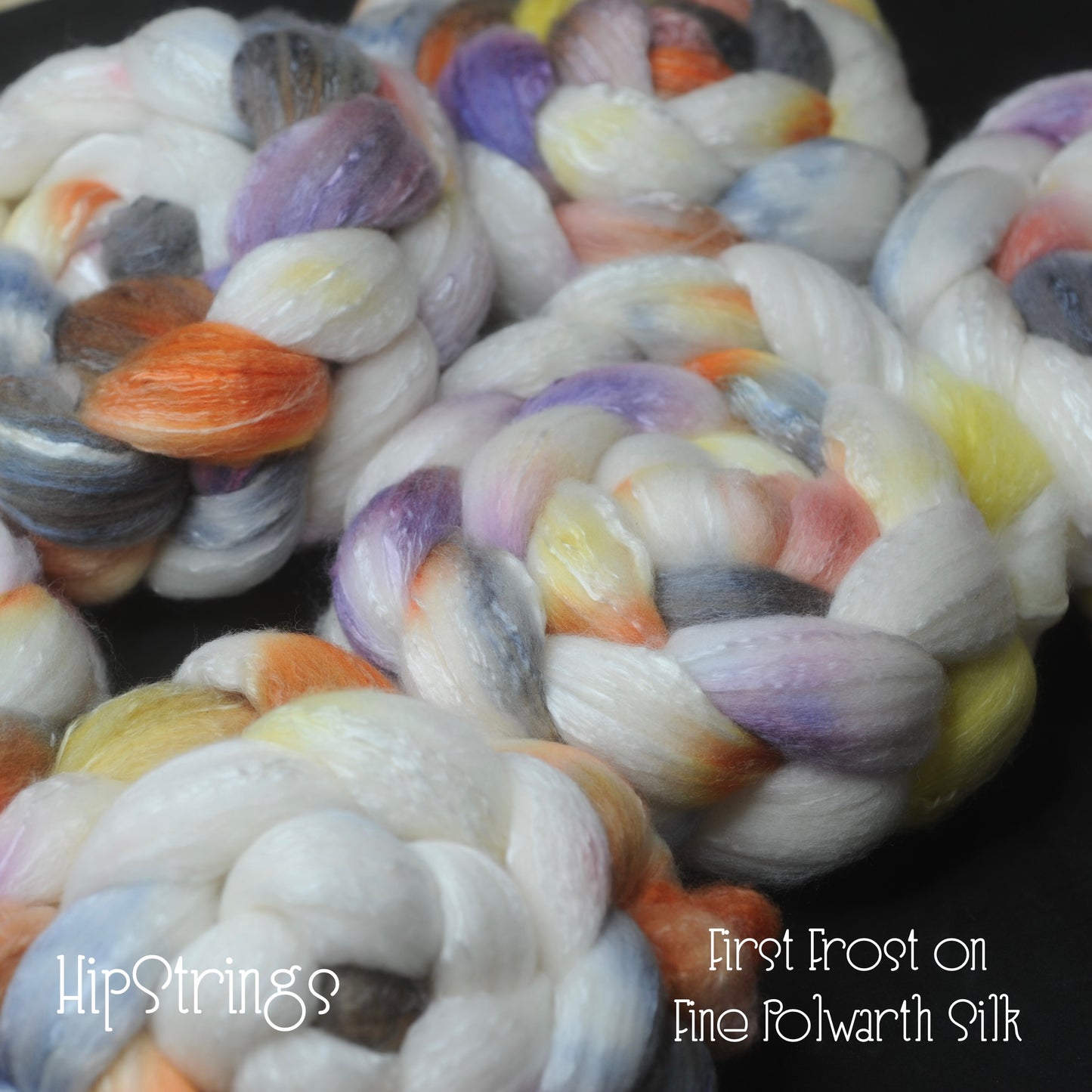 First Frost on Hand Dyed Fine Polwarth Wool Silk Combed Top - 4 oz