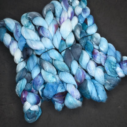 Justice for All on Hand Dyed Fine Polwarth Wool Silk Combed Top - 4 oz
