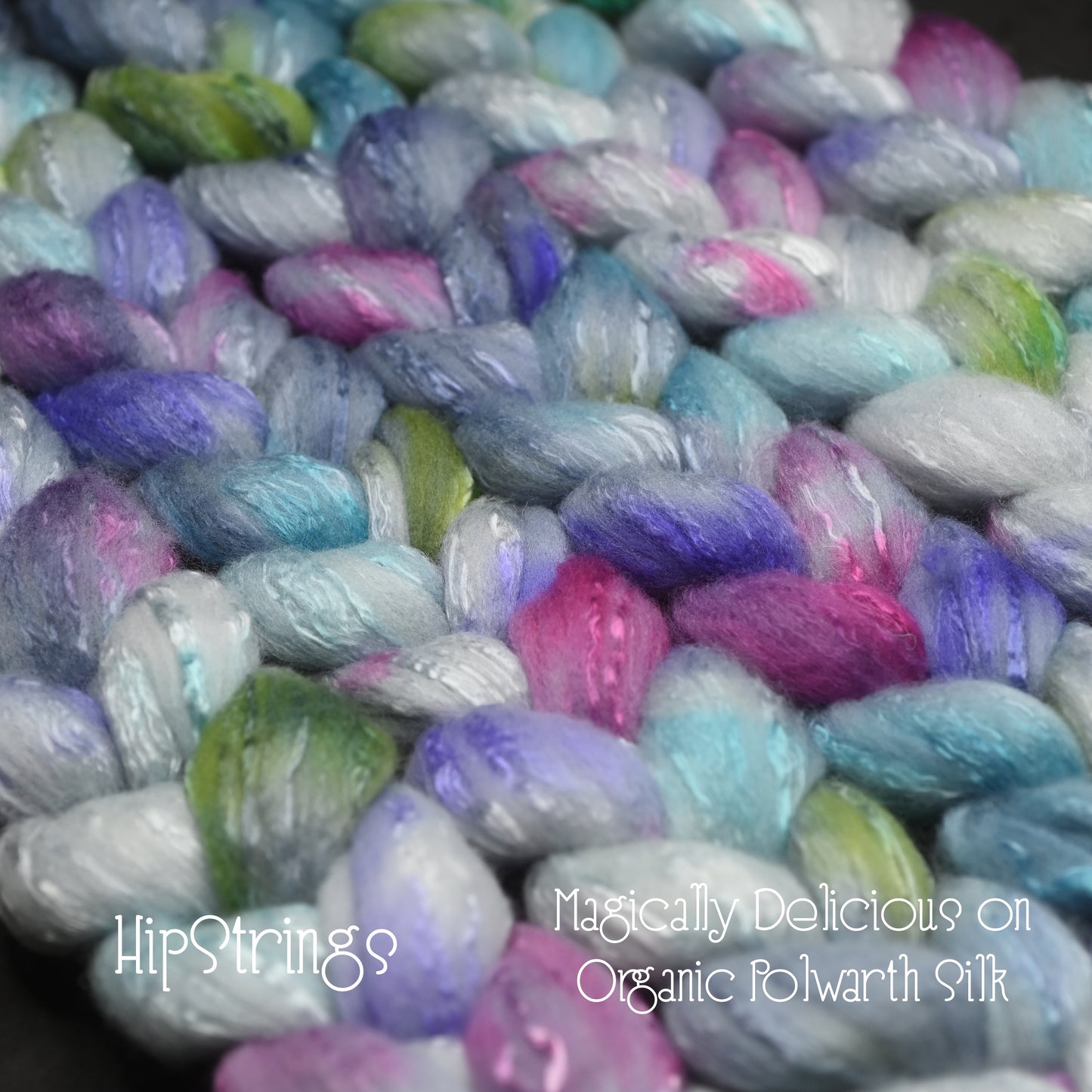 Magically Delicious on Hand Dyed Fine Polwarth Silk Combed Top - 4 oz