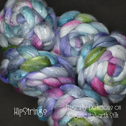 Magically Delicious on Hand Dyed Fine Polwarth Silk Combed Top - 4 oz