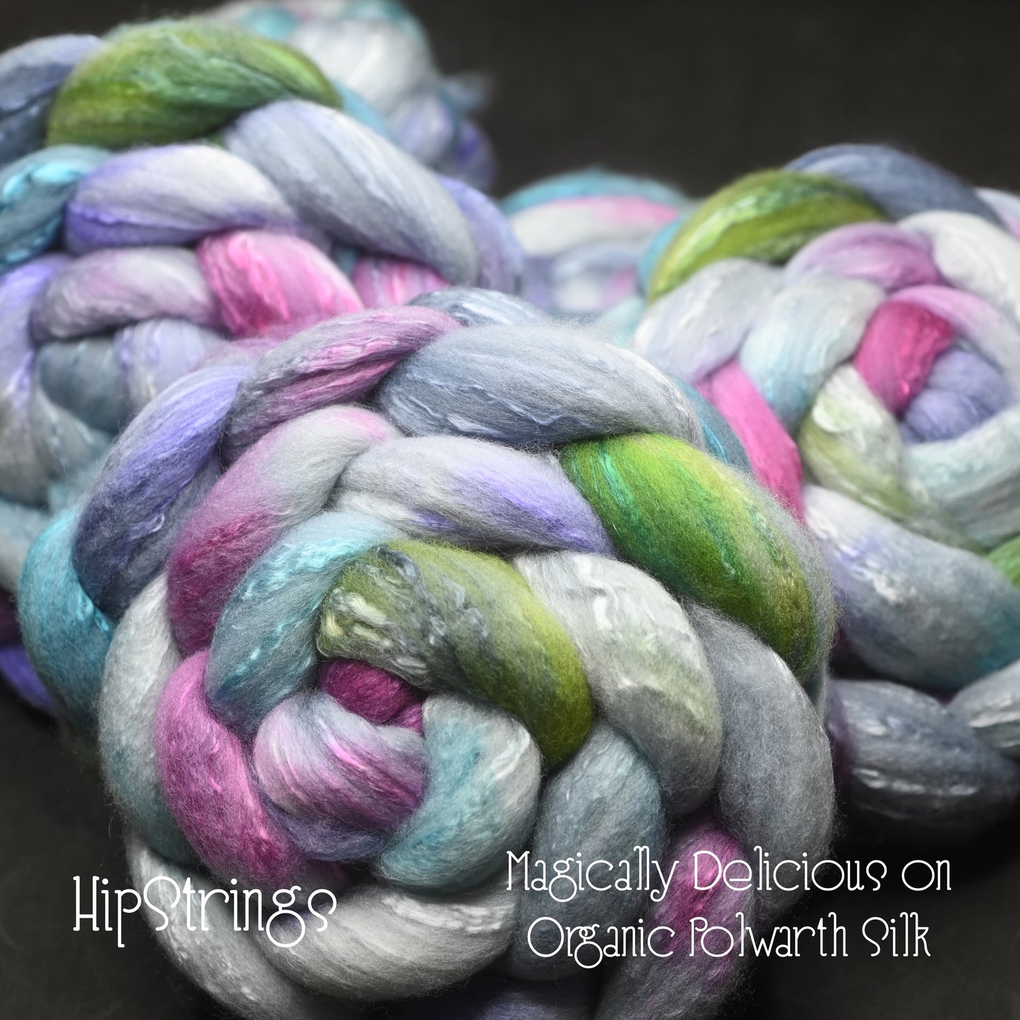 Magically Delicious on Hand Dyed Fine Polwarth Silk Combed Top - 4 oz