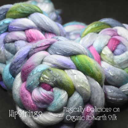 Magically Delicious on Hand Dyed Fine Polwarth Silk Combed Top - 4 oz