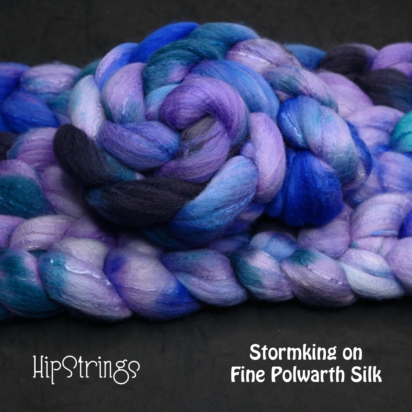 Stormking on Hand Dyed Fine Polwarth Wool Silk Combed Top - 4 oz