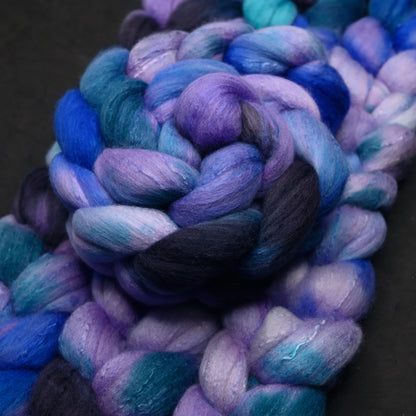 Stormking on Hand Dyed Fine Polwarth Wool Silk Combed Top - 4 oz