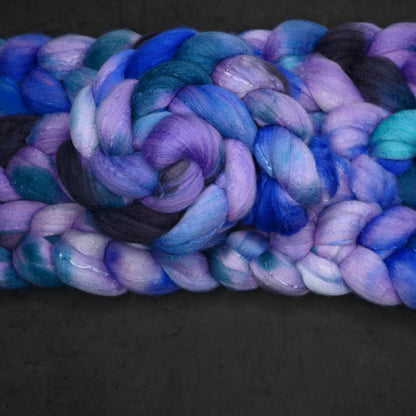 Stormking on Hand Dyed Fine Polwarth Wool Silk Combed Top - 4 oz