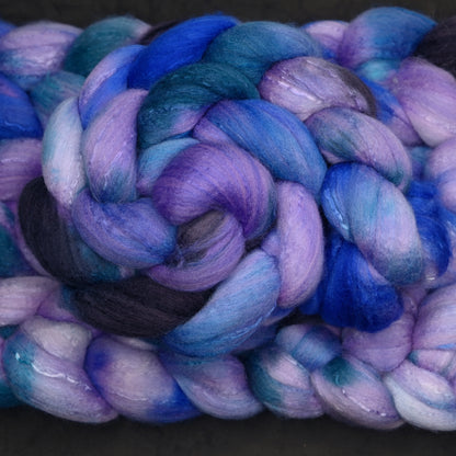 Stormking on Hand Dyed Fine Polwarth Wool Silk Combed Top - 4 oz