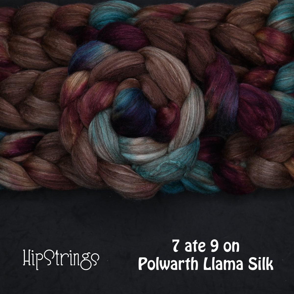 7 ate 9 on Hand Dyed Polwarth Wool Llama Silk Combed Top - 4 oz
