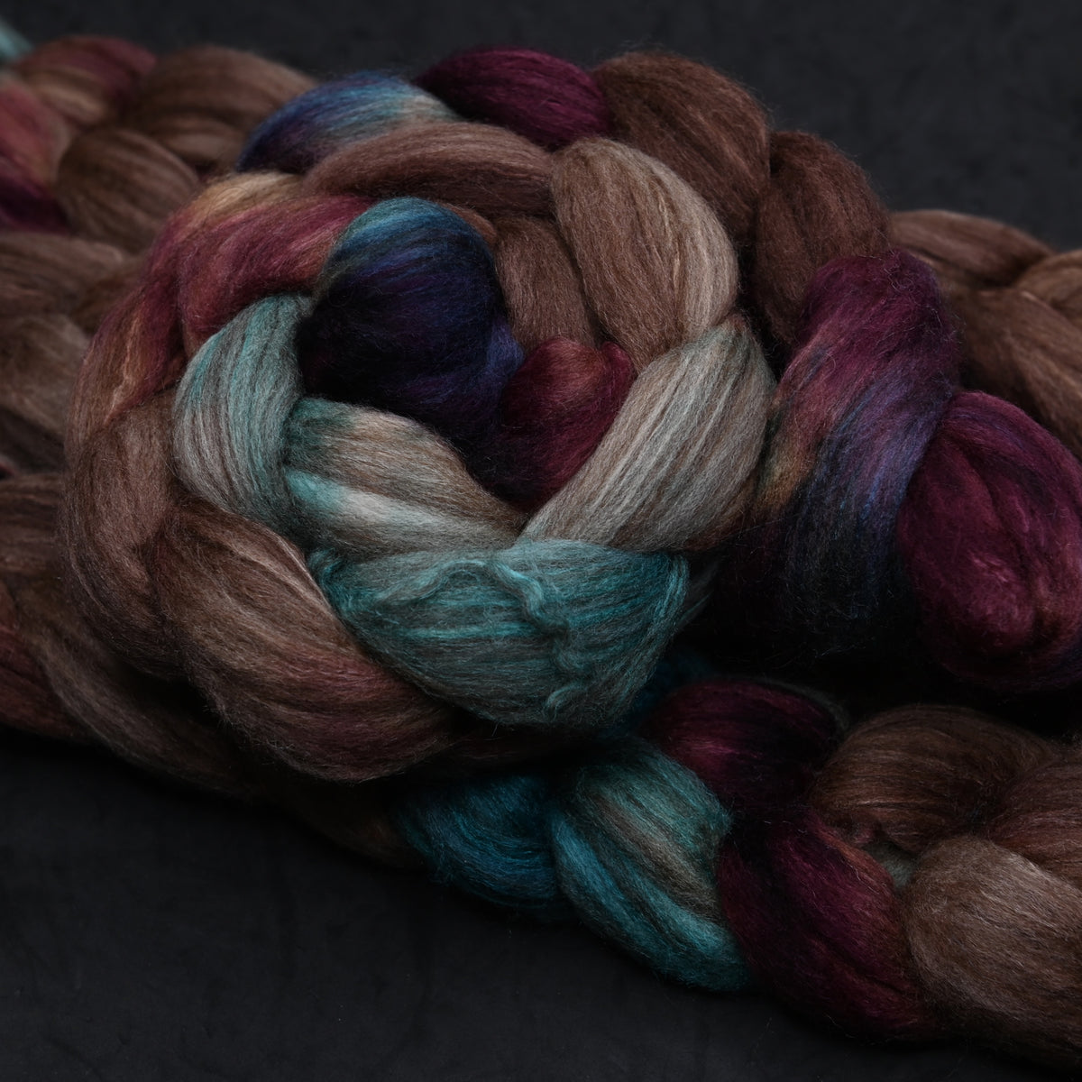 7 ate 9 on Hand Dyed Polwarth Wool Llama Silk Combed Top - 4 oz