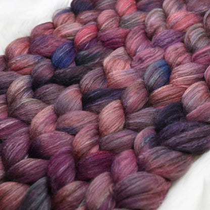Advanced Marriage Counseling on Hand Dyed Polwarth Wool Llama Silk Combed Top - 4 oz