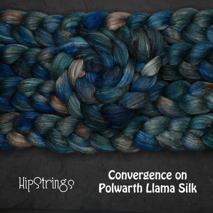 Convergence on Hand Dyed Polwarth Wool Llama Silk Combed Top - 4 oz