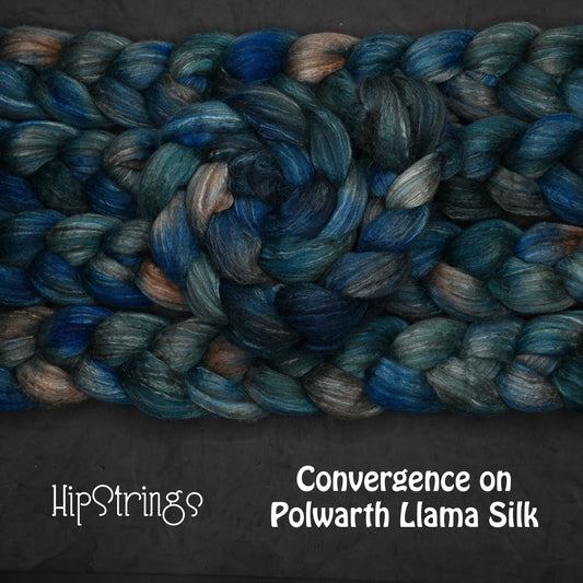 Convergence on Hand Dyed Polwarth Wool Llama Silk Combed Top - 4 oz