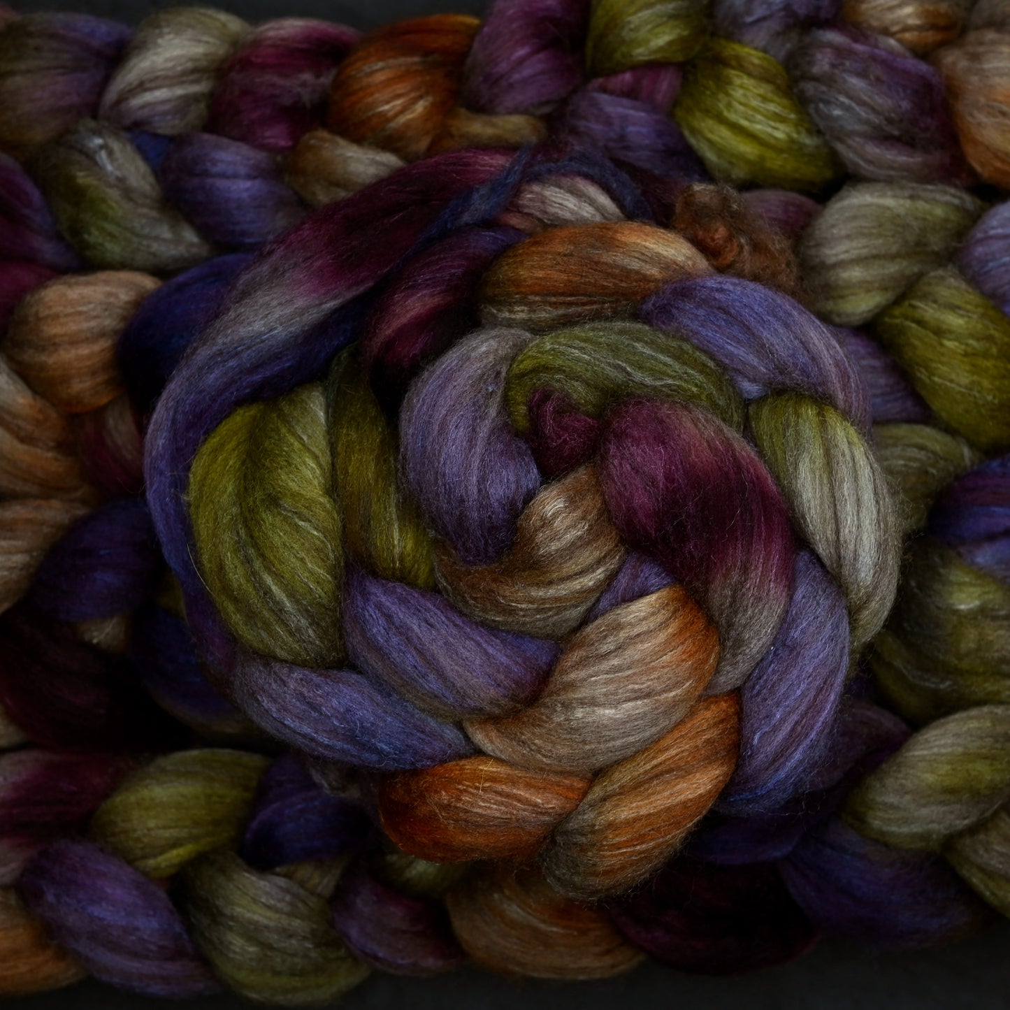 Farmers' Market on Hand Dyed Polwarth Wool Llama Silk Combed Top - 4 oz
