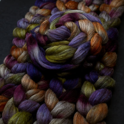 Farmers' Market on Hand Dyed Polwarth Wool Llama Silk Combed Top - 4 oz