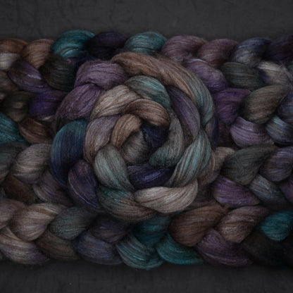 Restructuring on Hand Dyed Polwarth Wool Llama Silk Combed Top - 4 oz