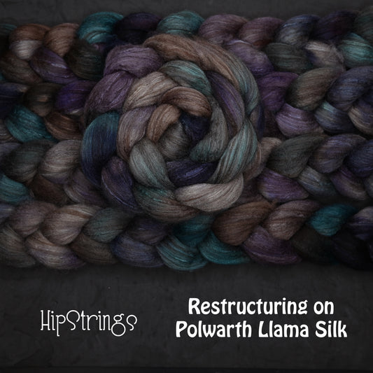 Restructuring on Hand Dyed Polwarth Wool Llama Silk Combed Top - 4 oz