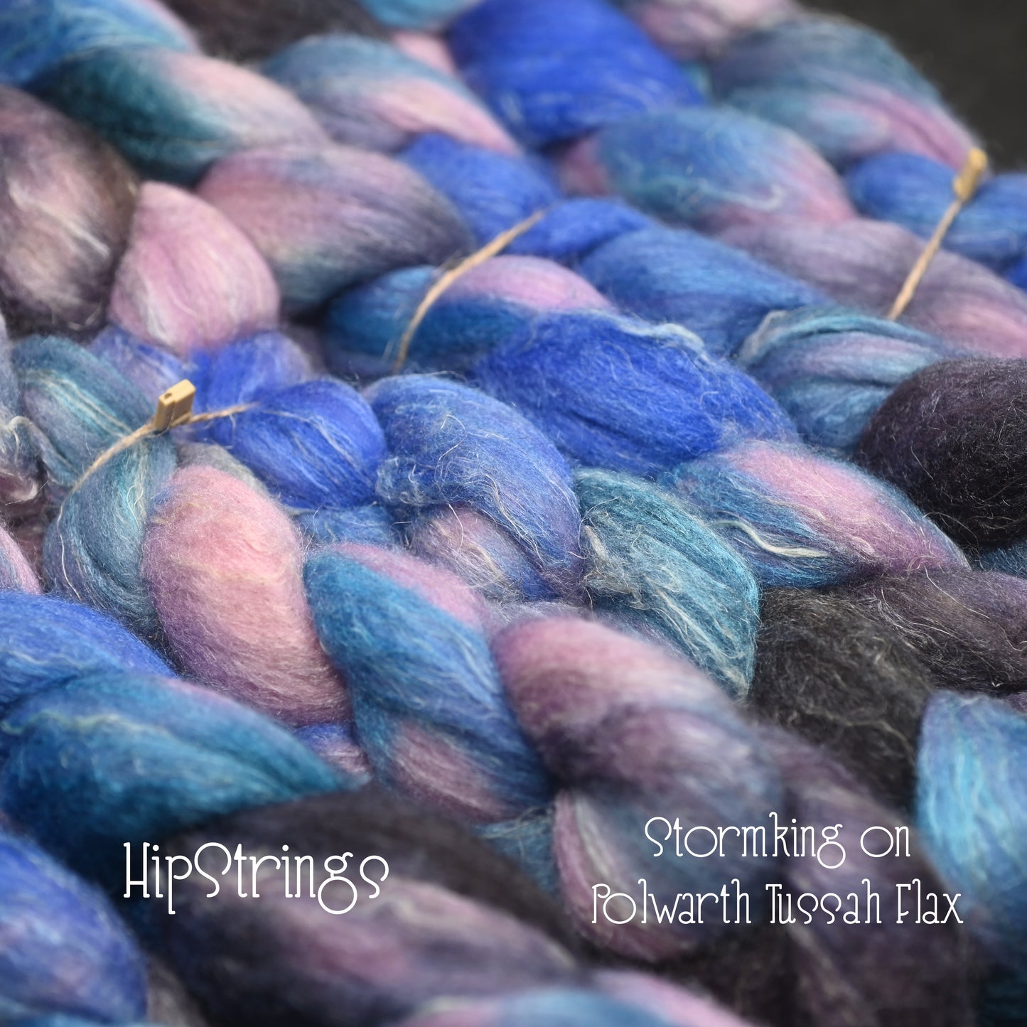 Stormking on Hand Dyed Polwarth/Silk/Flax Combed Top - 4 oz