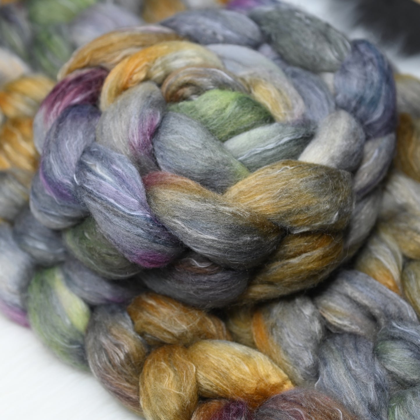 Ancient Tomes on Hand Dyed Polwarth Silk Ramie Combed Top - 4 oz