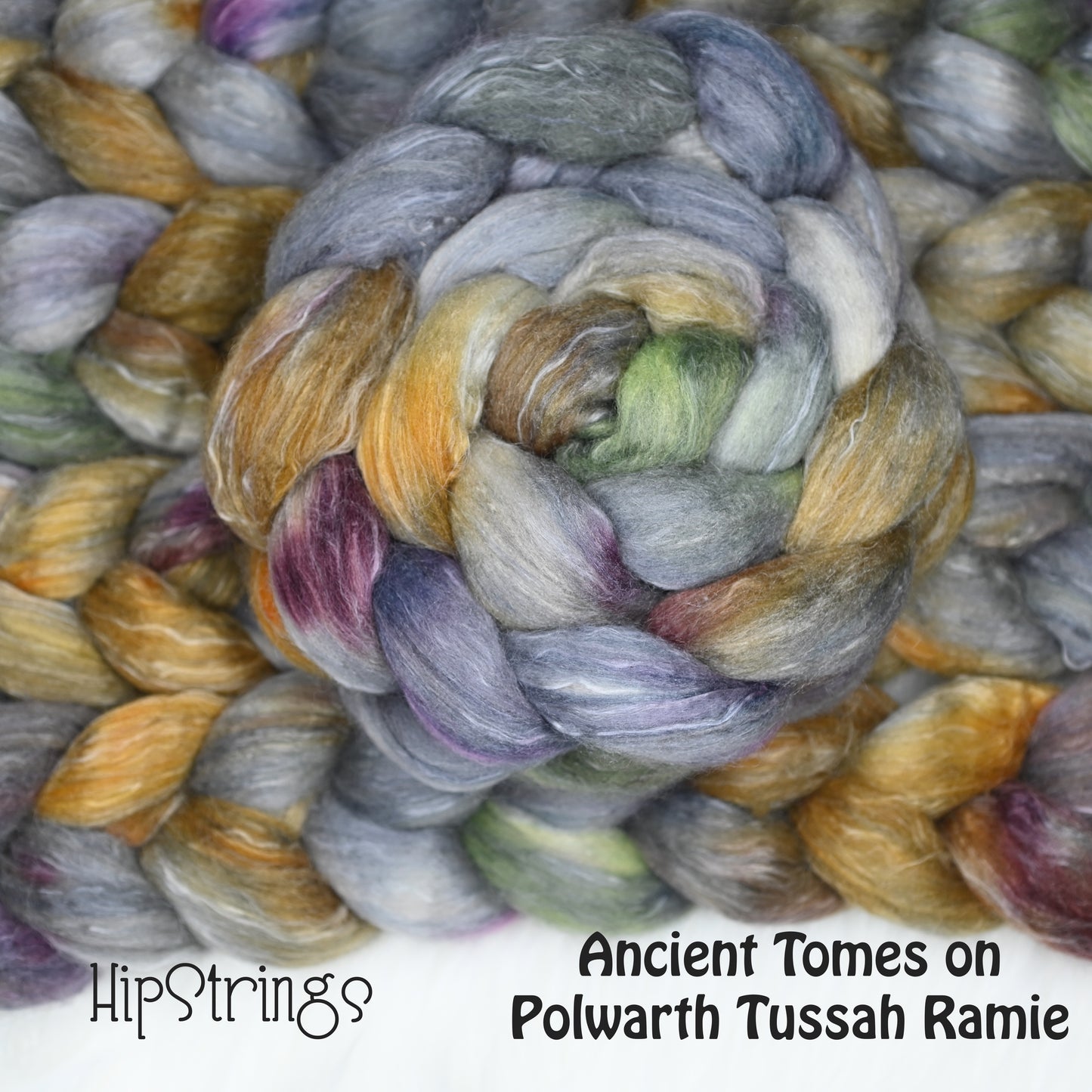 Ancient Tomes on Hand Dyed Polwarth Silk Ramie Combed Top - 4 oz