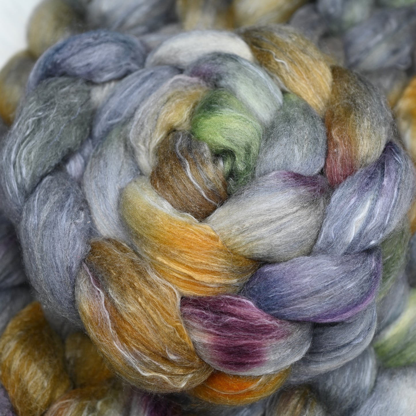 Ancient Tomes on Hand Dyed Polwarth Silk Ramie Combed Top - 4 oz