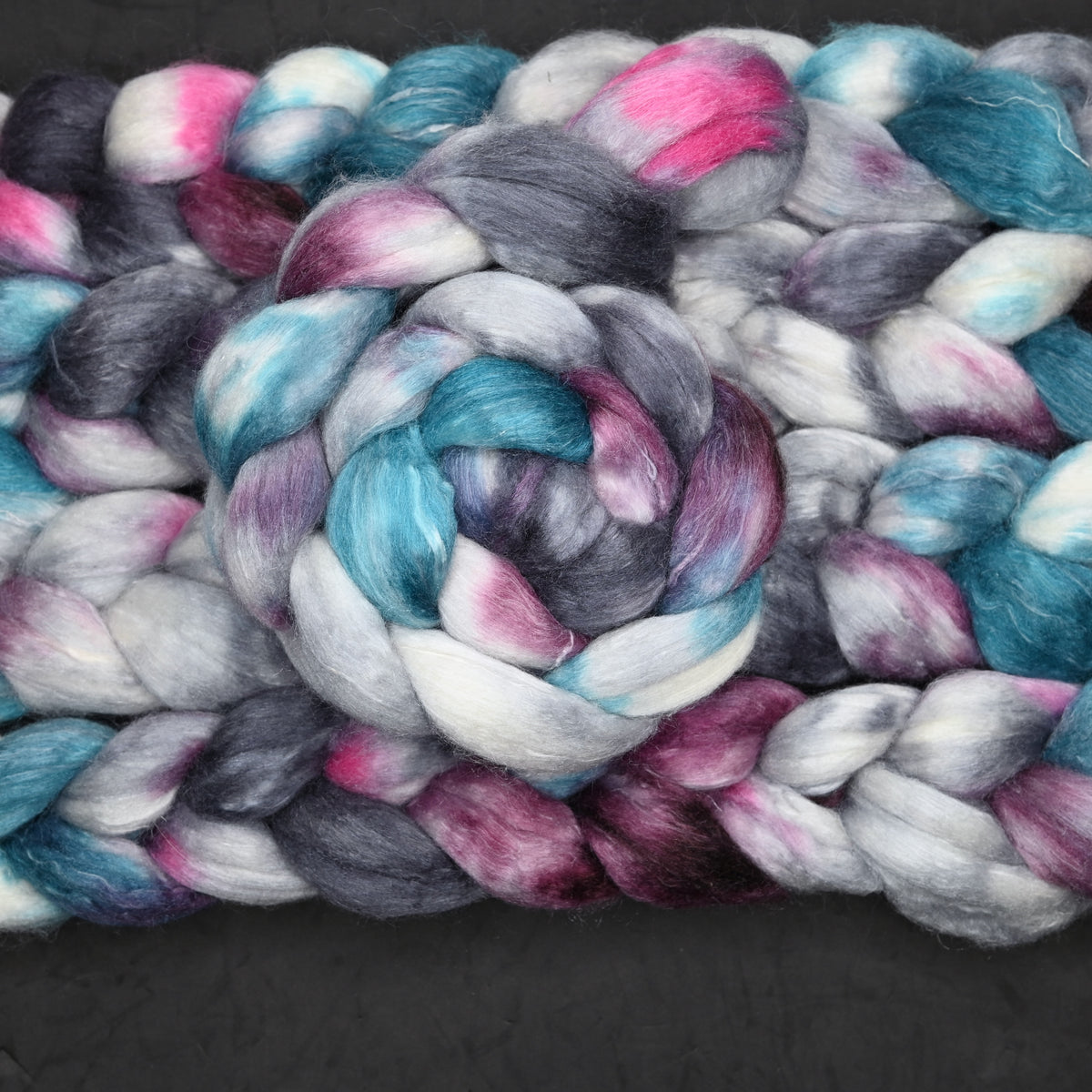 Exhausted Pigeon on Hand Dyed Polwarth Silk Ramie Combed Top - 4 oz