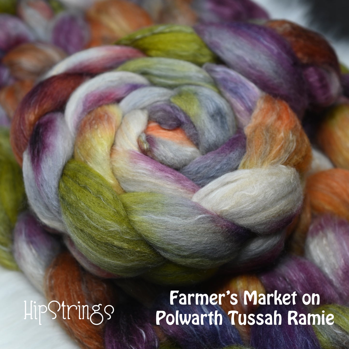 Farmer's Market on Hand Dyed Polwarth Silk Ramie Combed Top - 4 oz