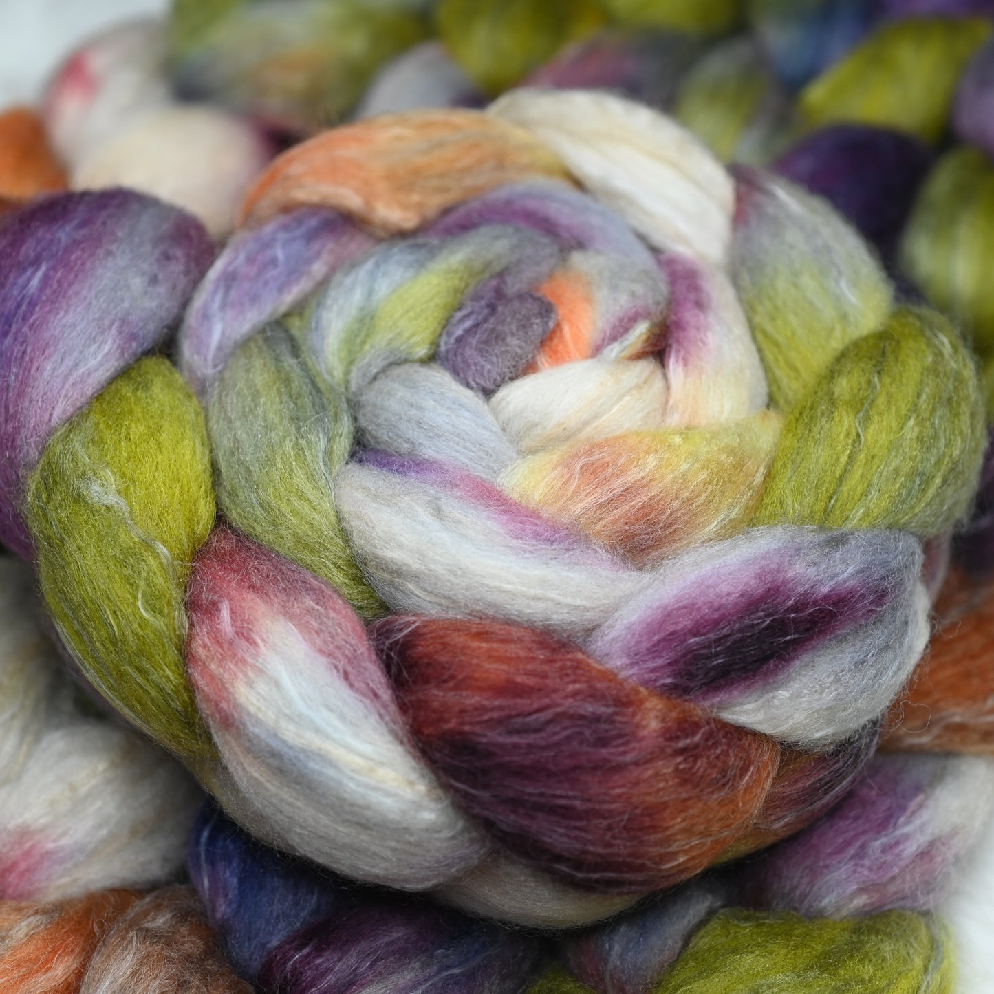 Farmer's Market on Hand Dyed Polwarth Silk Ramie Combed Top - 4 oz