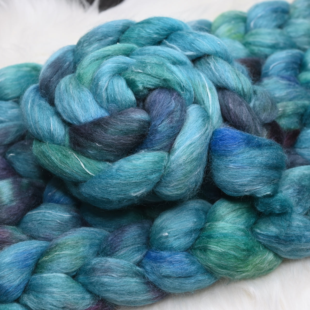 Never Going to Give You Up on Hand Dyed Polwarth Silk Ramie Combed Top - 4 oz