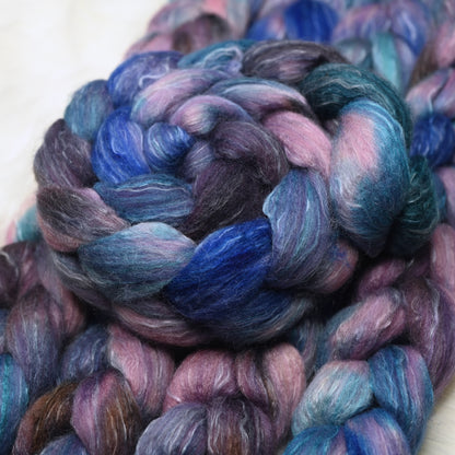 Stormking on Hand Dyed Polwarth Silk Ramie Combed Top - 4 oz