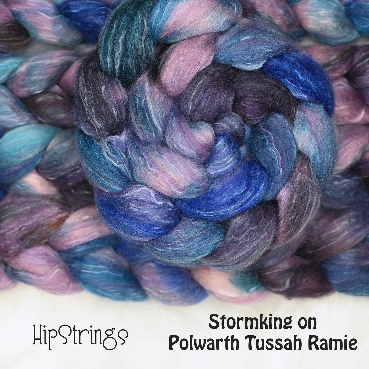 Stormking on Hand Dyed Polwarth Silk Ramie Combed Top - 4 oz