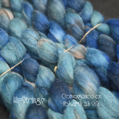 Convergence on Hand Dyed Polwarth Wool Yak Silk Combed Top - 4 oz