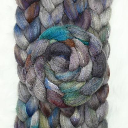 Crab Mentality on Hand Dyed Polwarth Wool Yak Silk Combed Top - 4 oz